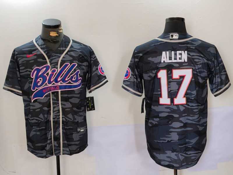Men%27s Buffalo Bills #17 Josh Allen Camo Team Cool Base Stitched Baseball Jersey